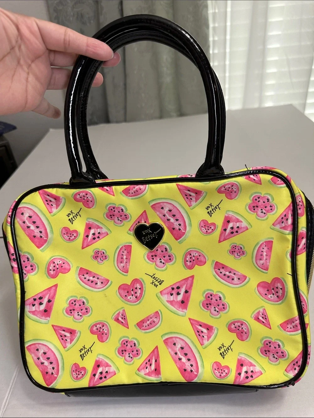 Betsey Johnson Yellow Pink Watermelon Cosmetic Bag Travel